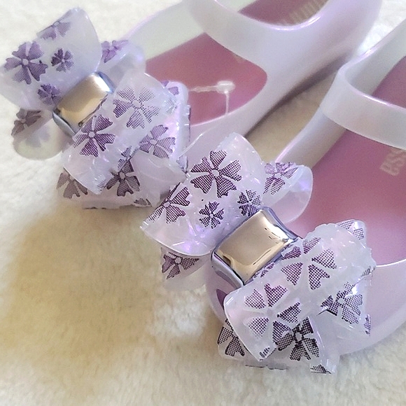 New Without Tags Mini Melissa Lavender Bow Jelly Shoes Baby Girl Size 5 - Picture 4 of 10